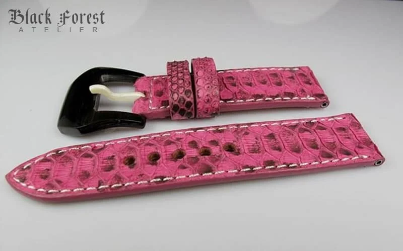 Handgefertigtes Uhrenarmband 24mm/24mm aus echtem Pythonleder in Naturfarbe PY01 – Bild 2